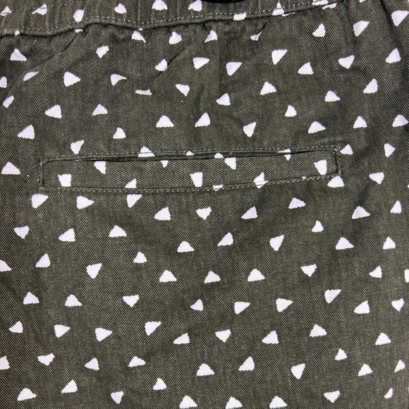 Zipcode Mens Size XL Olive Green White Triangle Cotton Drawstring Beach Shorts - Picture 5 of 7